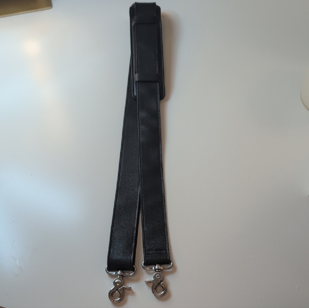 Black Adjustable Leather And Nylon Bag Strap